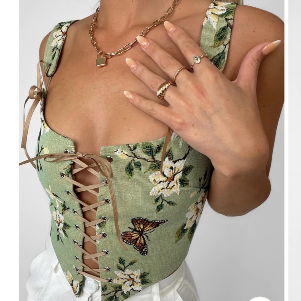 ASOS green butterfly corset (Large)